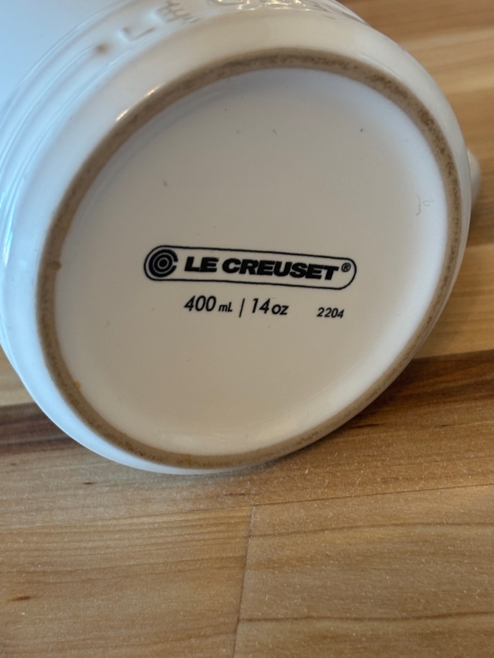 Le Creuset White Coffee Mugs Set of Two White New 14oz Cups - Picture 2 of 3